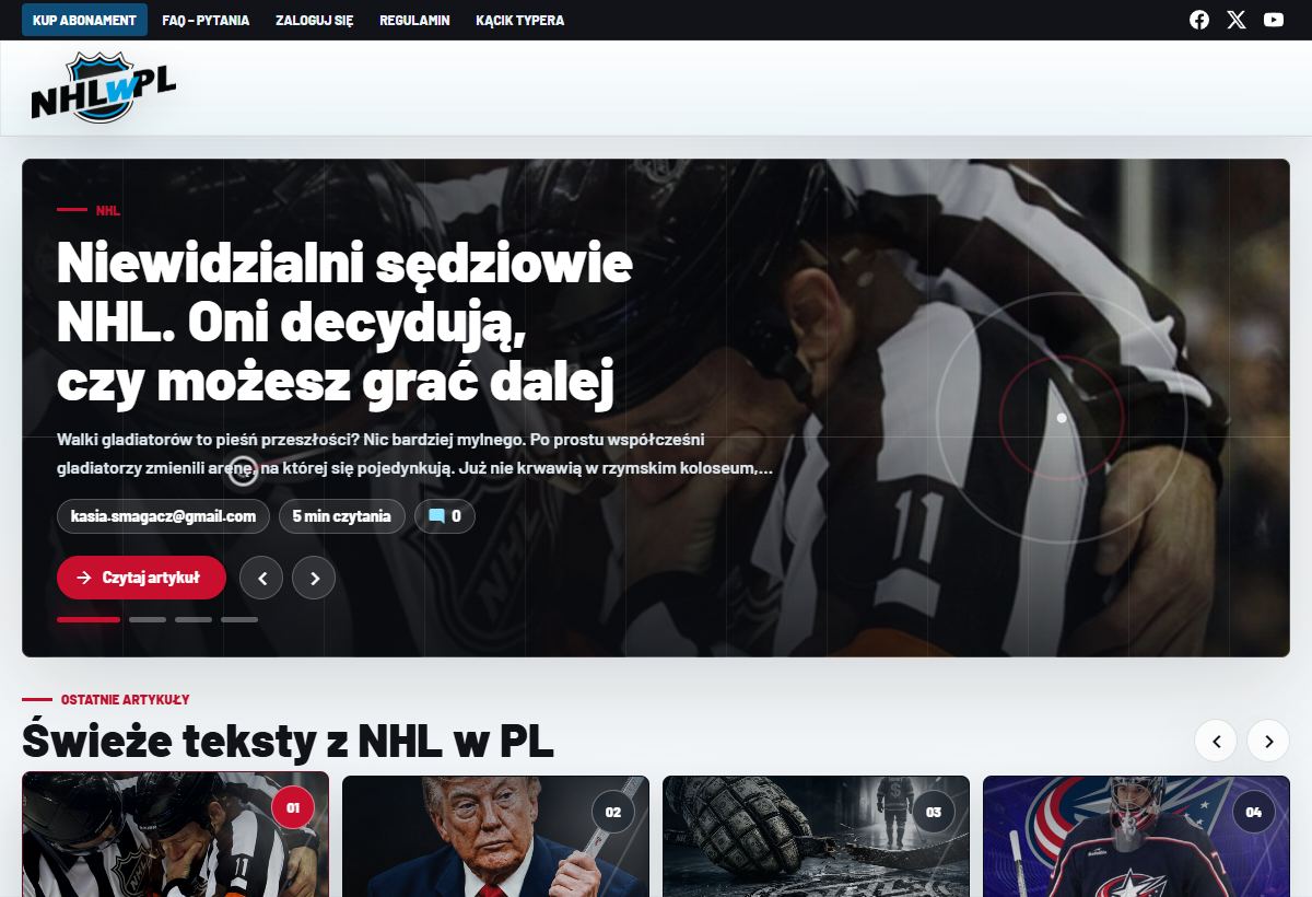 Projekt strony internetowej: NHL w PL